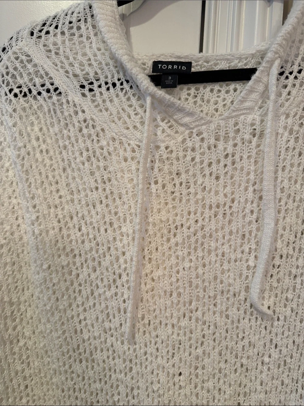torrid Cream Open-Knit Hooded Sweater